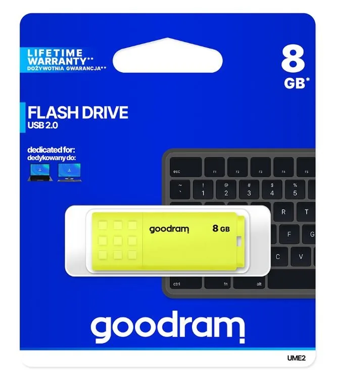 Pendrive GOODRAM UME2 8GB USB 2.0 żółty — zdjęcie producenta