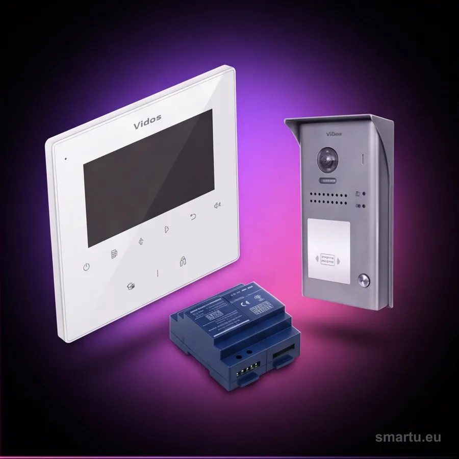 Wideodomofon VIDOS DUO M1022W S1201A z brelokami RFID - zestaw dla domu jednorodzinnego Wideodomofon VIDOS DUO M1022W S1201A z brelokami RFID - zestaw dla domu jednorodzinnego