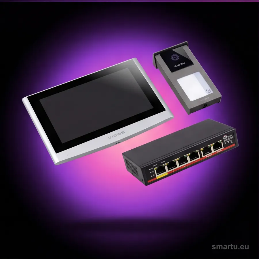 Wideodomofon VIDOS IPX S101-1 M100 zestaw IP FullHD RFID czytnik zbliżeniowy PoE switch