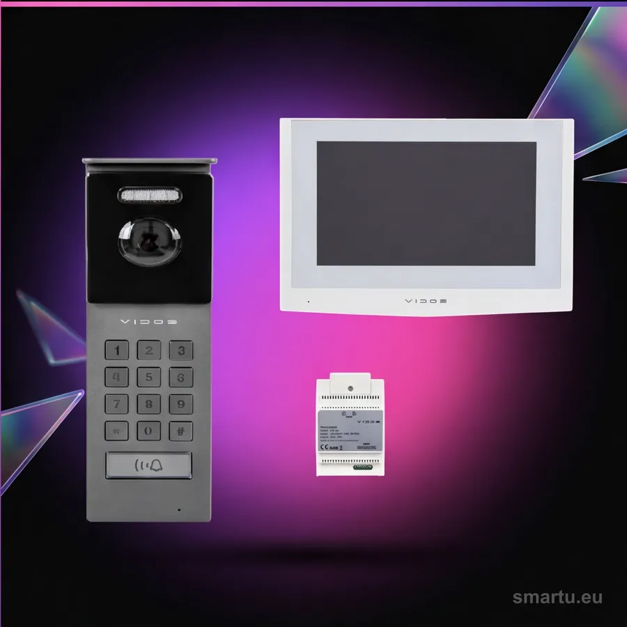 Wideodomofon VIDOS 2IP S202 M200W-X biały monitor 7 cali stacja bramowa z szyfratorem Wideodomofon VIDOS 2IP S202 M200W-X biały monitor 7 cali stacja bramowa z szyfratorem