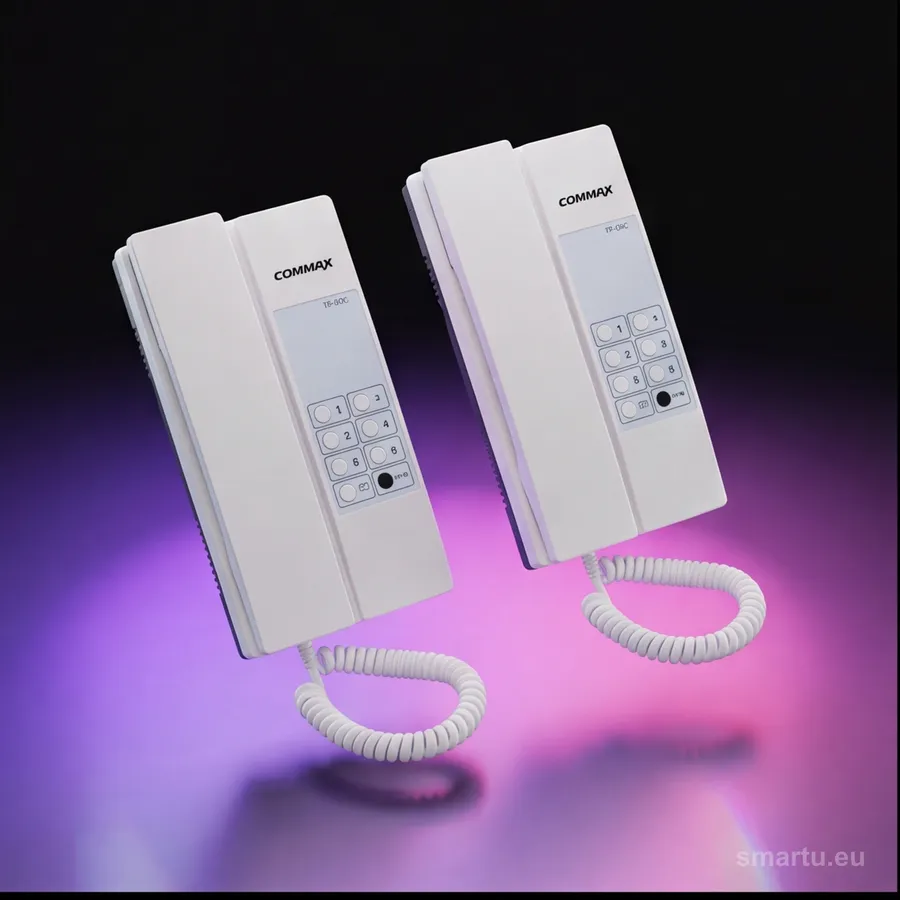 Zestaw interkomowy COMMAX 2x TP-6RC + zasilacz DIN Mean Well HDR-15-12, łączność do 6 stacji