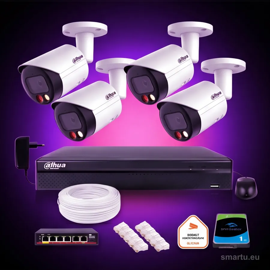 Dahua zestaw 4 kamer IP FullHD 8MPx podwójne oświetlenie kolor noc IPC-HDW2849TM-S-IL NVR dysk Dahua zestaw 4 kamer IP FullHD 8MPx podwójne oświetlenie kolor noc IPC-HDW2849TM-S-IL NVR dysk