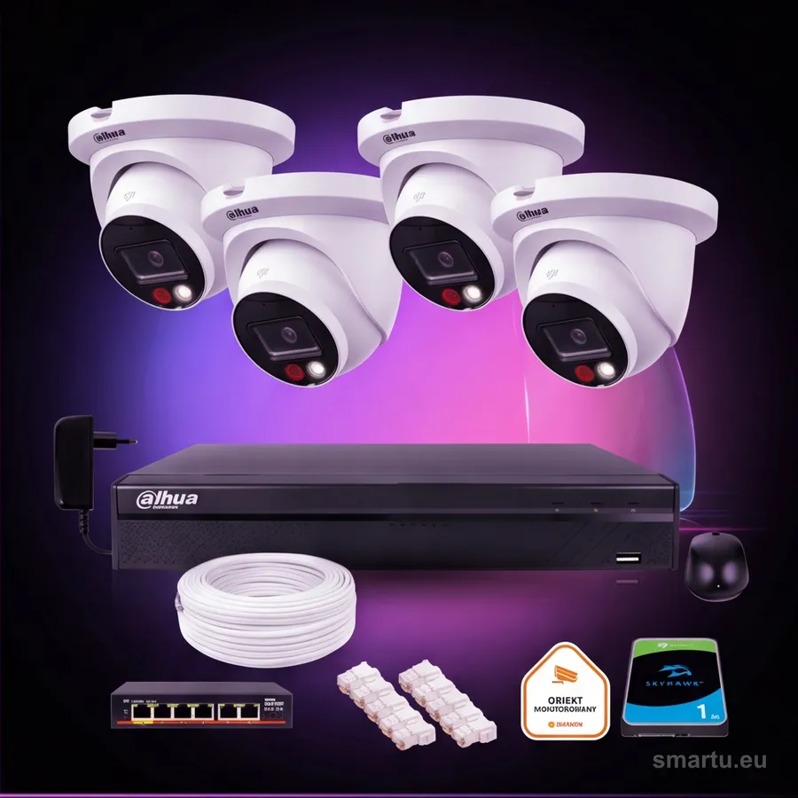 Dahua IPC-HDW2849TM-S-IL zestaw monitoringu IP 8Mpx 4K 4 kamery zewnętrzne Dual Light z dyskiem Dahua IPC-HDW2849TM-S-IL zestaw monitoringu IP 8Mpx 4K 4 kamery zewnętrzne Dual Light z dyskiem