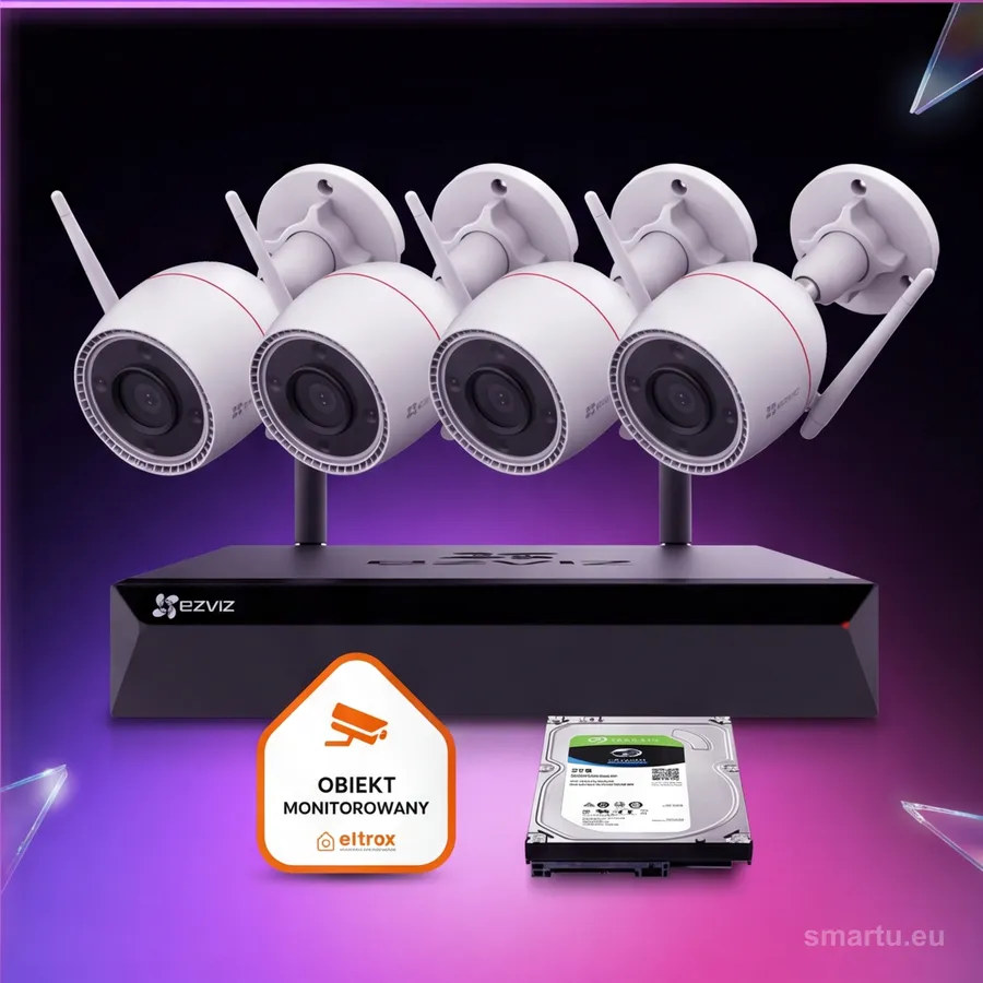 EZVIZ zestaw monitoringu WiFi 4 kamery H3c 2K+ 4MP Dual Light audio rejestrator dysk