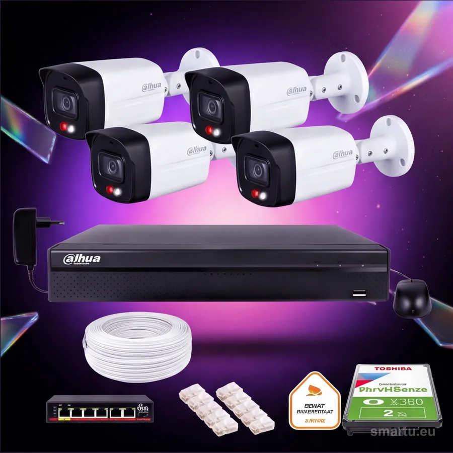 Zestaw monitoringu IP Dahua 4 kamery IPC-HFW1439TL1-A-IL 4Mpx Smart Dual Light PoE Zestaw monitoringu IP Dahua 4 kamery IPC-HFW1439TL1-A-IL 4Mpx Smart Dual Light PoE