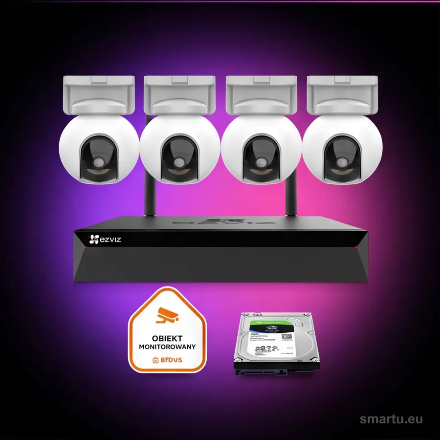 EZVIZ HB8 2K+ zestaw 4 kamery WiFi akumulatorowe PTZ 4MP typ-C zewnętrzne bez kabli EZVIZ HB8 2K+ zestaw 4 kamery WiFi akumulatorowe PTZ 4MP typ-C zewnętrzne bez kabli