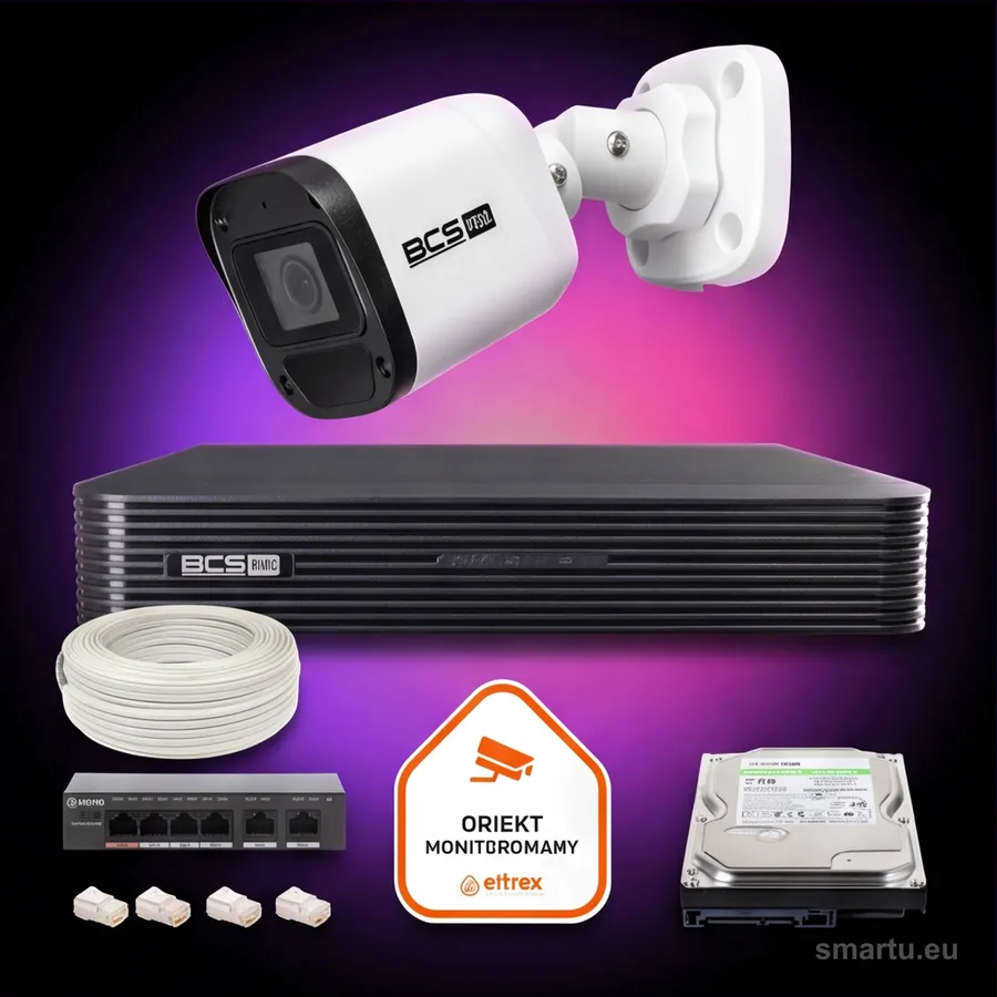 Zestaw monitoringu IP BCS Basic 1x Kamera BCS-B-TIP15FR3(2.0) Rejestrator z dyskiem
