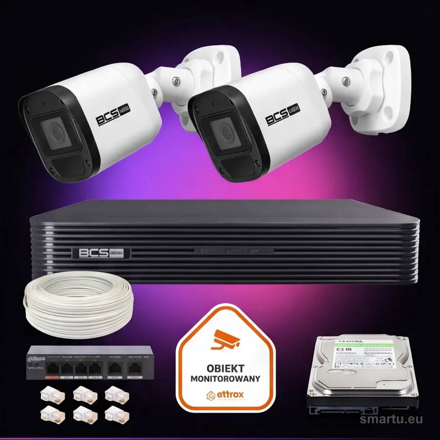 Zestaw monitoringu IP BCS Basic 2x Kamera BCS-B-TIP15FR3(2.0) Rejestrator z dyskiem Zestaw monitoringu IP BCS Basic 2x Kamera BCS-B-TIP15FR3(2.0) Rejestrator z dyskiem