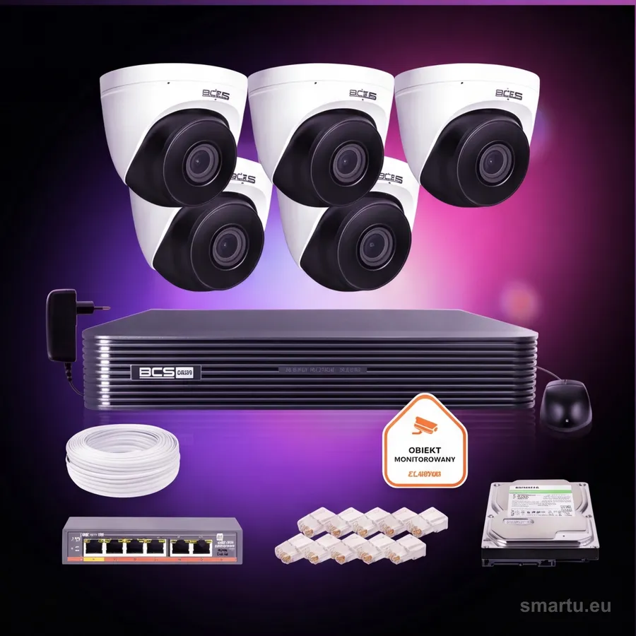 Zestaw monitoringu IP BCS Basic 4x Kamera BCS-B-EIP45VSR3(2.0) Rejestrator z dyskiem Zestaw monitoringu IP BCS Basic 4x Kamera BCS-B-EIP45VSR3(2.0) Rejestrator z dyskiem