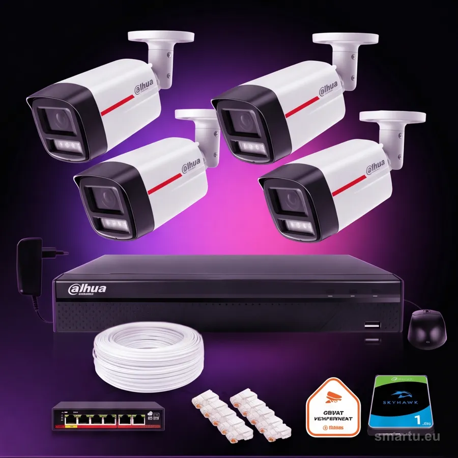 Dahua WizColor 2K zestaw monitoringu 4 kamery zewnętrzne 8Mpx LED 50m NVR dysk Dahua WizColor 2K zestaw monitoringu 4 kamery zewnętrzne 8Mpx LED 50m NVR dysk
