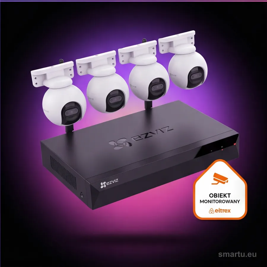 EZVIZ H80x Dual 4K 8MP 2MP zestaw 4 kamery Wi-Fi obrotowe zewnętrzne monitoring IP65 bez DVR