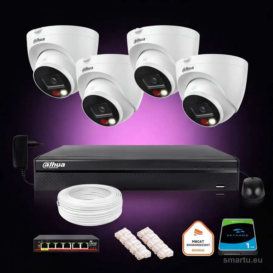 Dahua zestaw monitoringu IP 4K 8mpx 4 kamery IPC-HDW2849TM-S-IL dysk twardy NVR WizSense Dahua zestaw monitoringu IP 4K 8mpx 4 kamery IPC-HDW2849TM-S-IL dysk twardy NVR WizSense