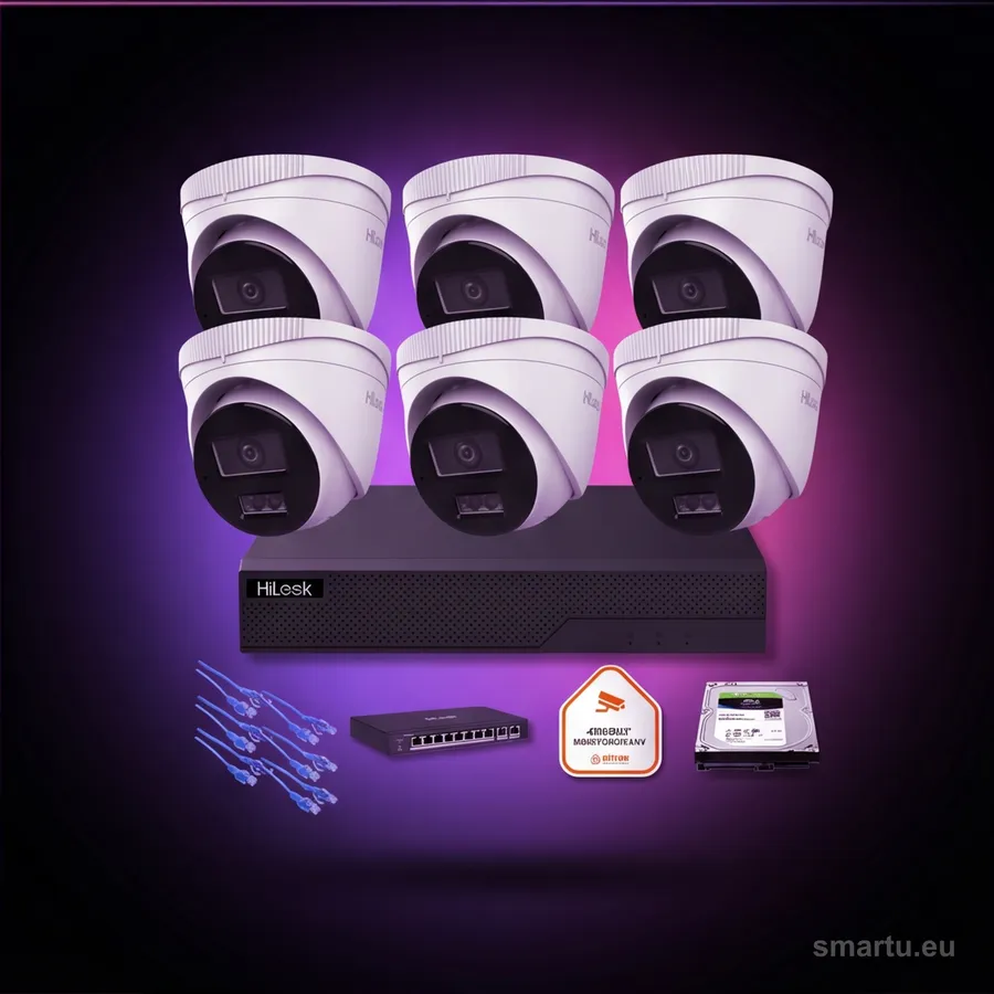 Zestaw monitoringu IP Hilook by Hikvision 6 kamer IPC-T260HA-LU 6MP Smart Hybrid Light PoE rejestrator NVR Zestaw monitoringu IP Hilook by Hikvision 6 kamer IPC-T260HA-LU 6MP Smart Hybrid Light PoE rejestrator NVR